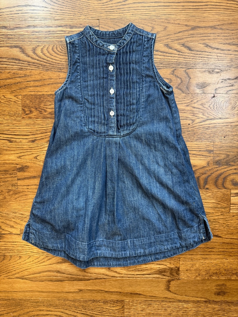 Ralph Lauren Polo Goods Girls Pin-tucked Bib Sleeveless Denim Dress - Blue 4/4T